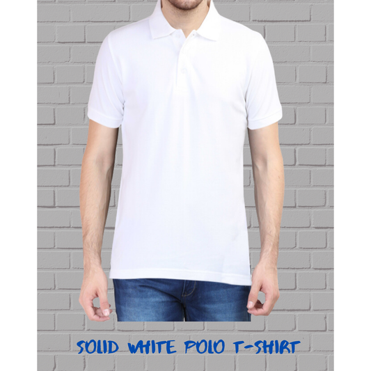 Solid White Smart Casual Half Sleeves Polo T-Shirt