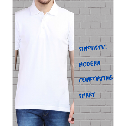 Solid White Smart Casual Half Sleeves Polo T-Shirt