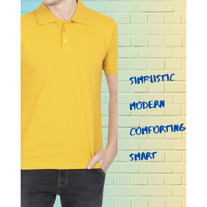 Solid Yellow Smart Polo Casual T-Shirt