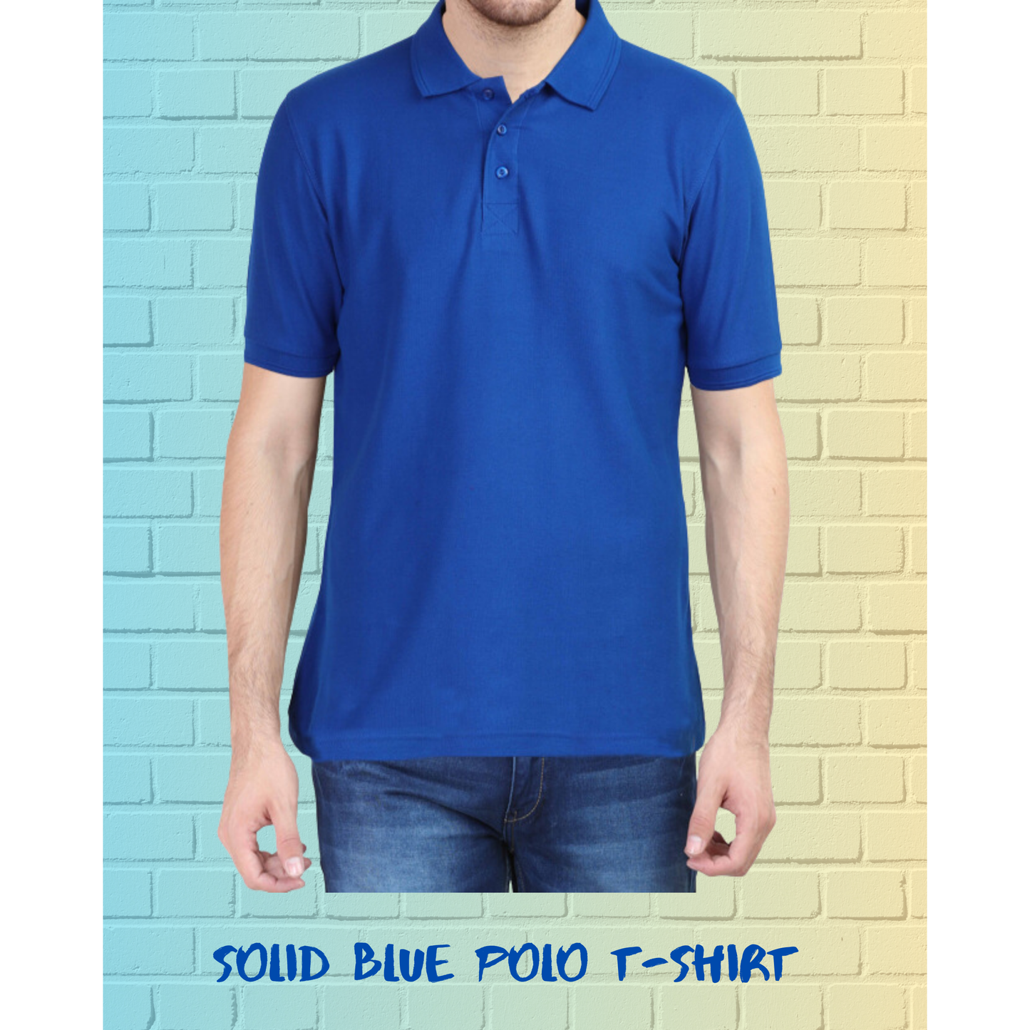 Solid Blue Regular Smart Casual Polo T-Shirt