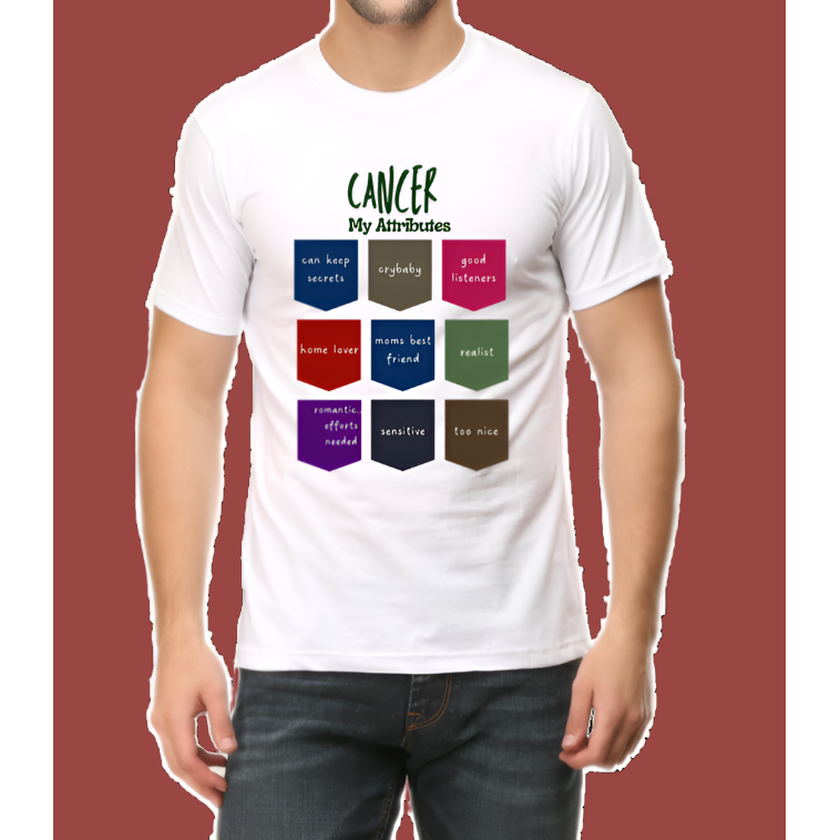 Cancer Attributes Men Cotton Casual White T-Shirt