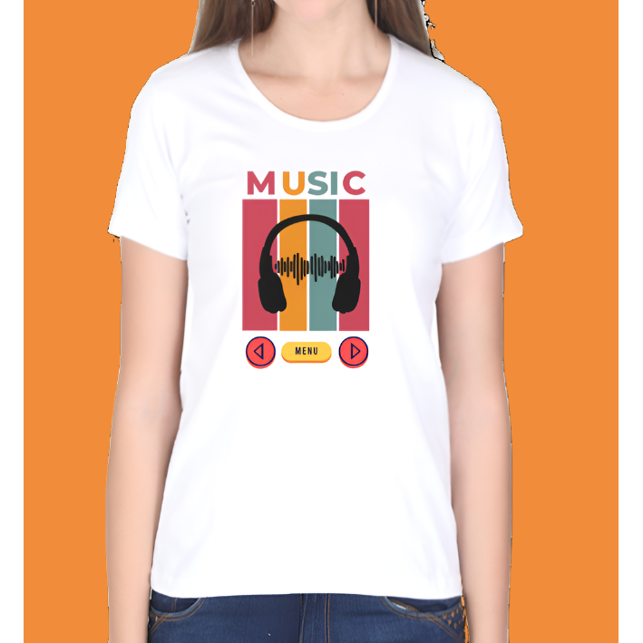 Music Theme Printed Women Cotton Casual T-Shirt