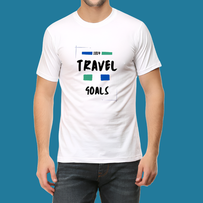 Travel Goal Printed Casual Cotton Men T-Shirt