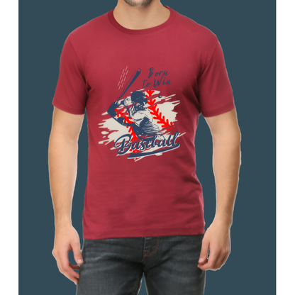 Born To Win Baseball Printed Casual Cotton Men T-Shirt