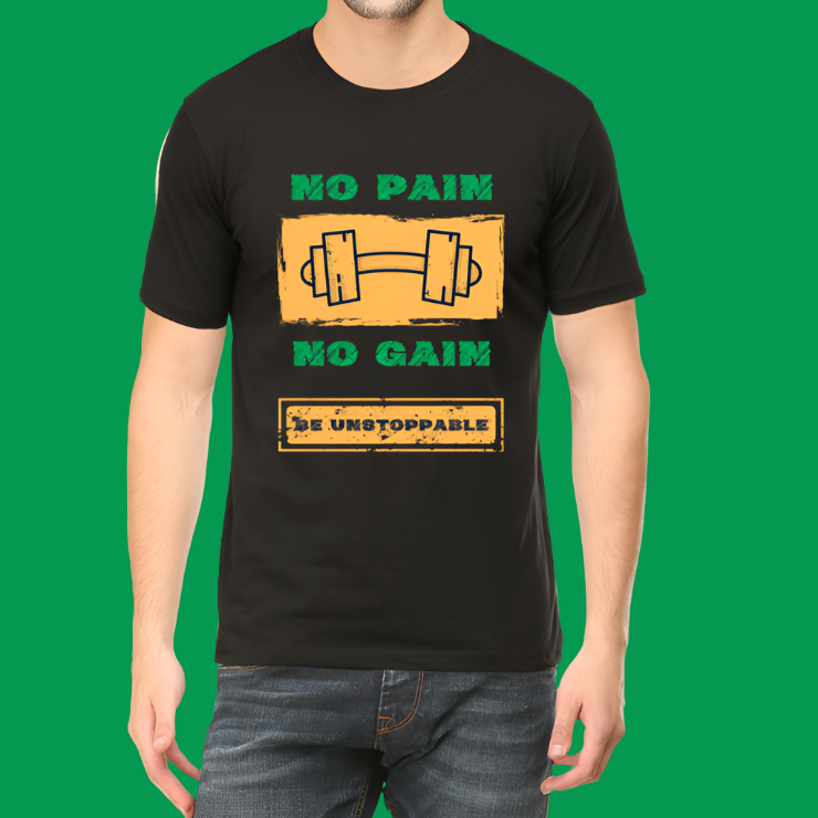 No Pain No Gain Printed Cotton Casual Men T-Shirt