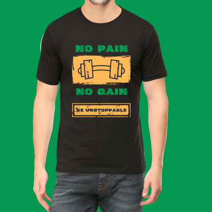 No Pain No Gain Printed Cotton Casual Men T-Shirt