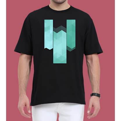 Abstract Green Casual Cotton Men Oversized T-Shirt