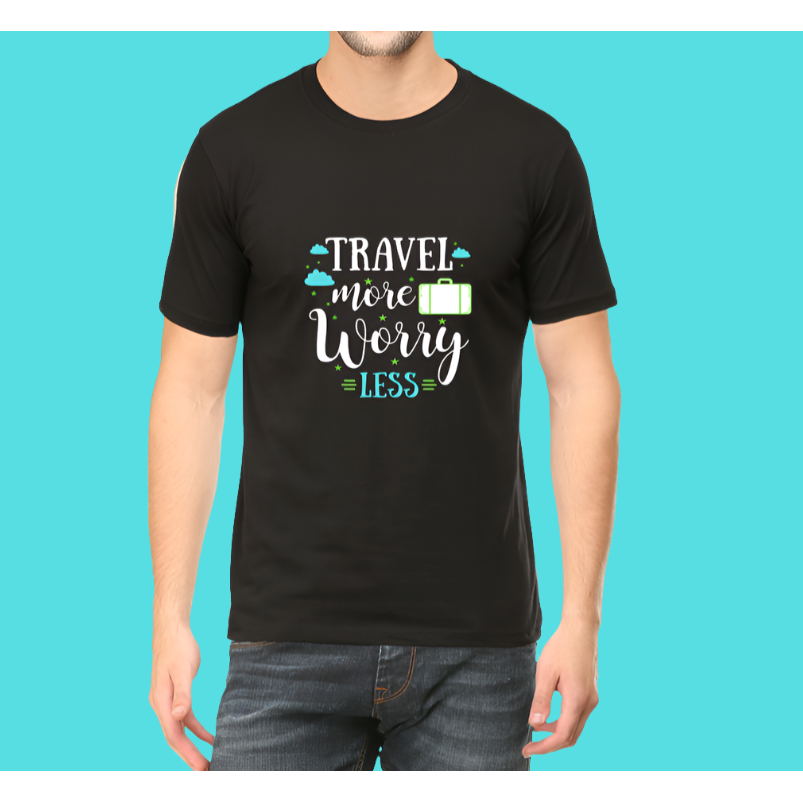 Travel More Worry Less Casual Cotton Men T-Shirt