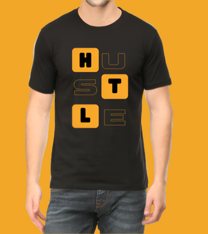 Hustle Printed Men Round Neck Stylish T-Shirt