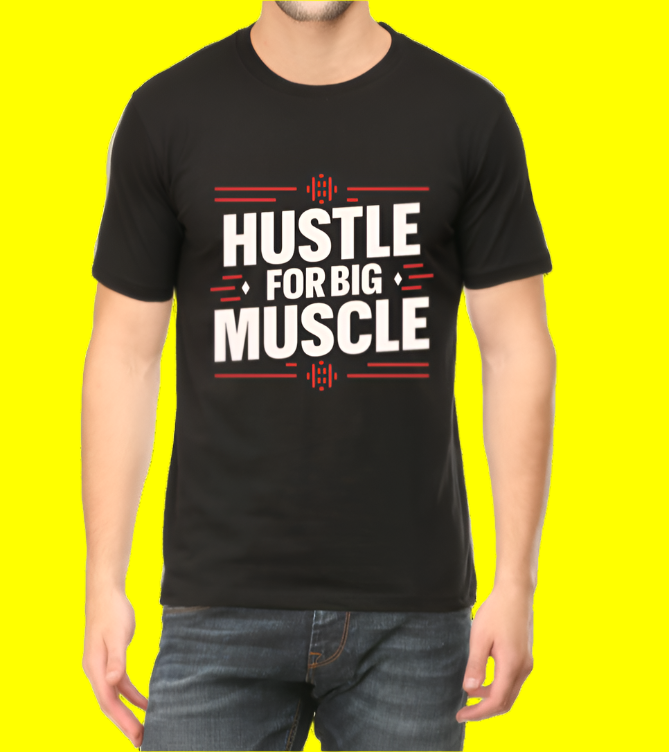 Hustle For Muscle Printed Cotton Casual Men T-Shirt