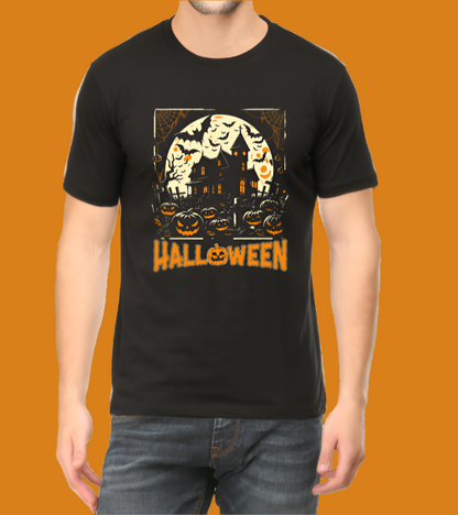 Halloween Printed Cotton Casual Men T-shirt