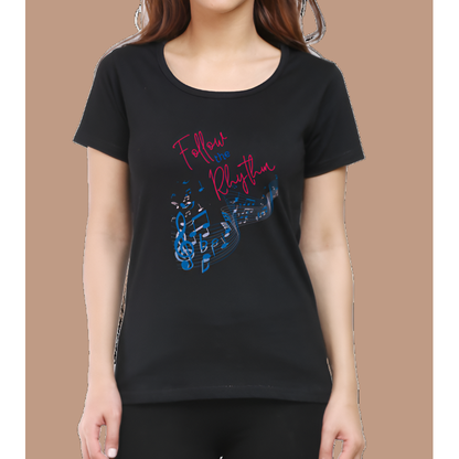 Follow the Rhythm Cotton Casual Women T-Shirt