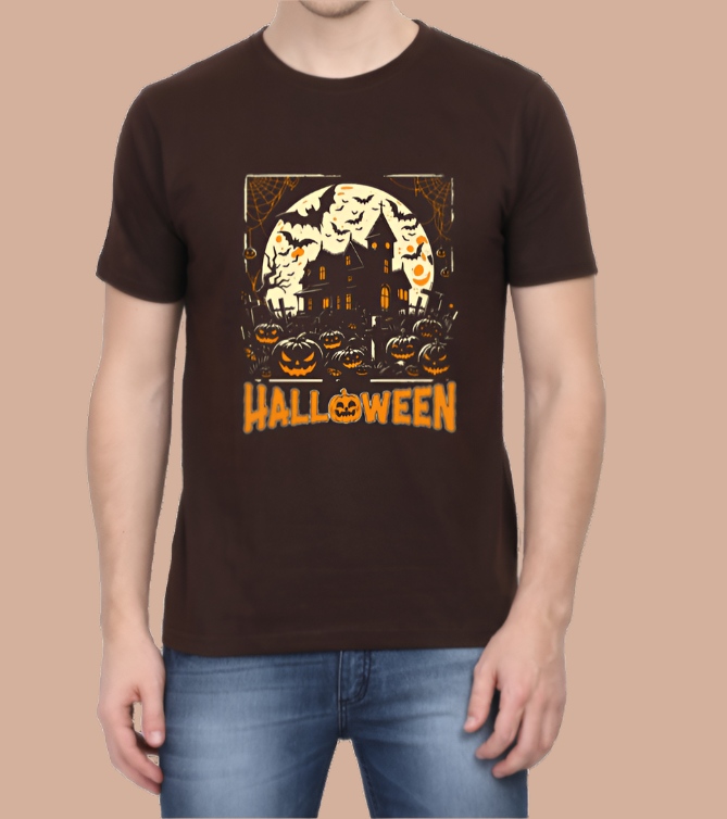 Halloween Printed Cotton Casual Men T-shirt