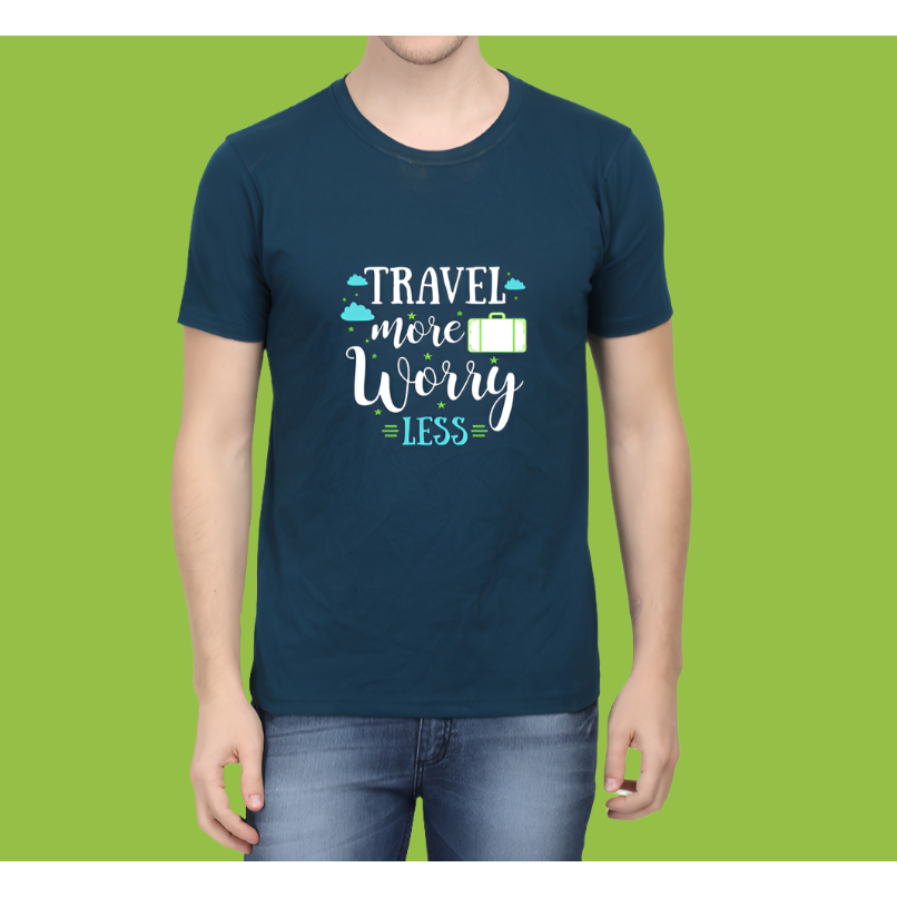 Travel More Worry Less Casual Cotton Men T-Shirt