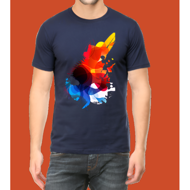 Abstract Wolf Printed Cotton Casual Men T-Shirt