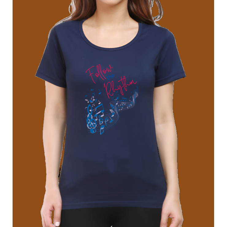 Follow the Rhythm Cotton Casual Women T-Shirt