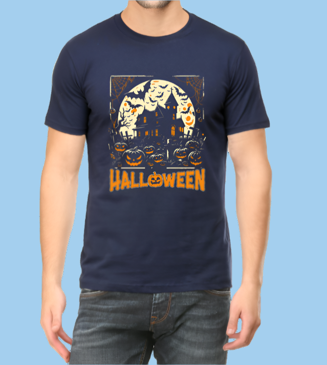 Halloween Printed Cotton Casual Men T-shirt