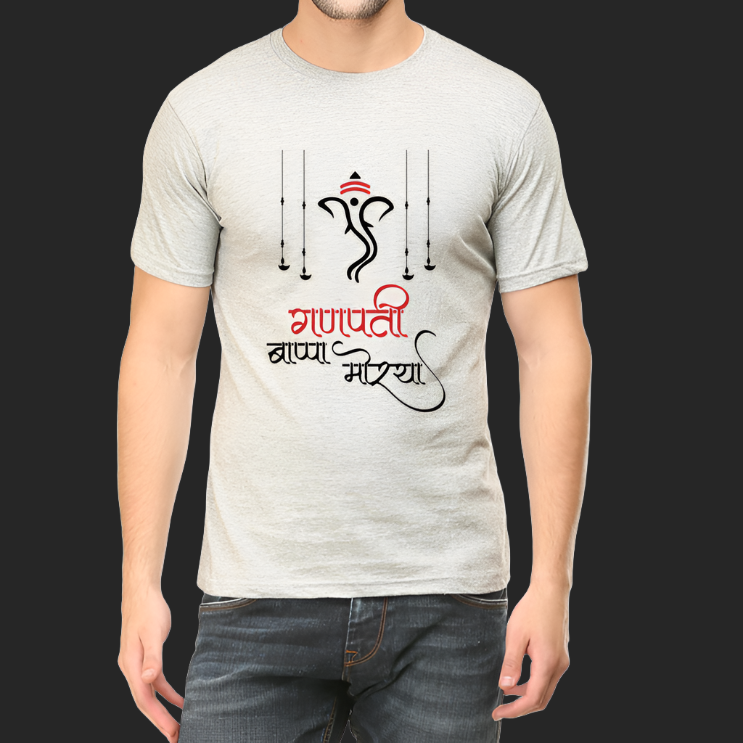 Ganpati Bappa Moraya Casual Cotton Men T-shirt