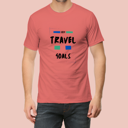 Travel Goal Printed Casual Cotton Men T-Shirt