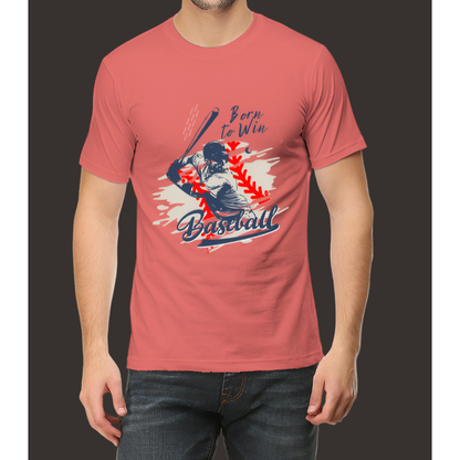 Born To Win Baseball Printed Casual Cotton Men T-Shirt