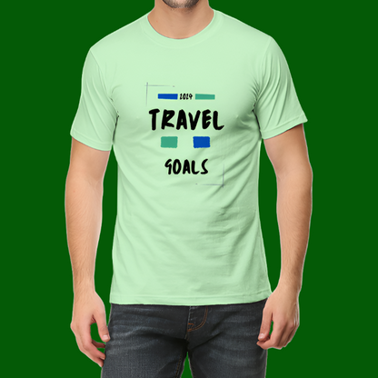 Travel Goal Printed Casual Cotton Men T-Shirt