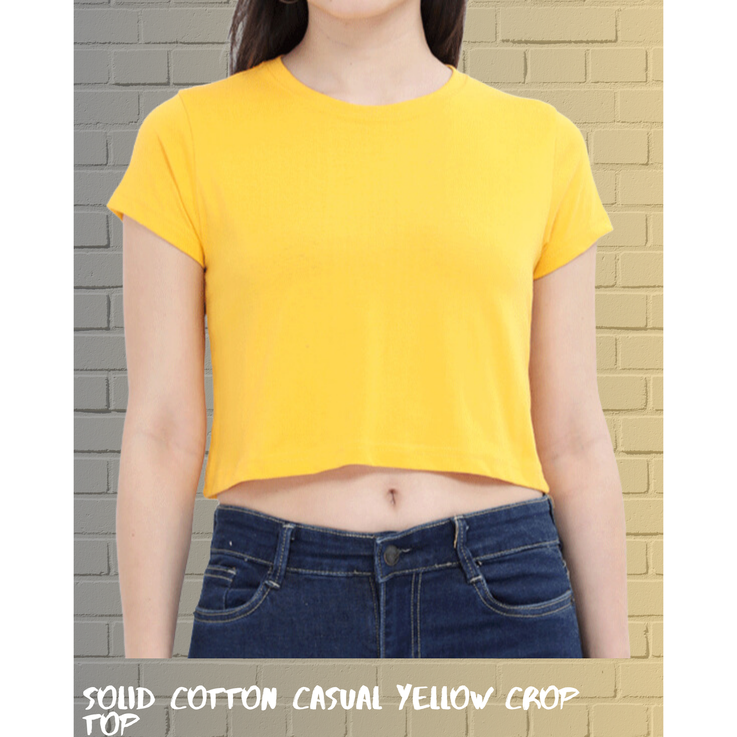 Solid Yellow Regular Stylish Crop Top