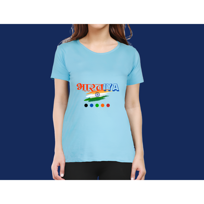 Bharatiya Cotton Casual Women Blue T-Shirt