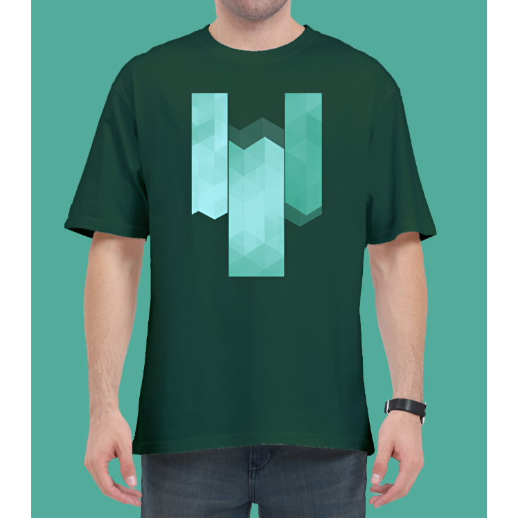 Abstract Green Casual Cotton Men Oversized T-Shirt