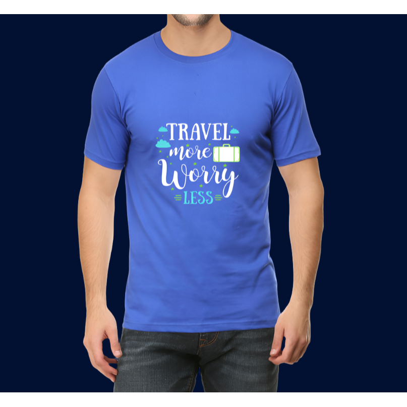 Travel More Worry Less Casual Cotton Men T-Shirt