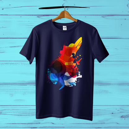 Abstract Wolf Printed Cotton Casual Men T-Shirt