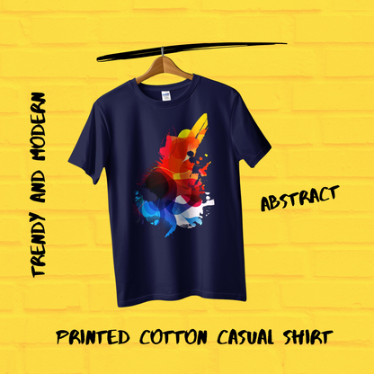 Abstract Wolf Printed Cotton Casual Men T-Shirt