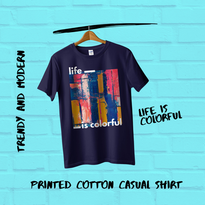 Life is Colorful Cotton Women Casual T-Shirt