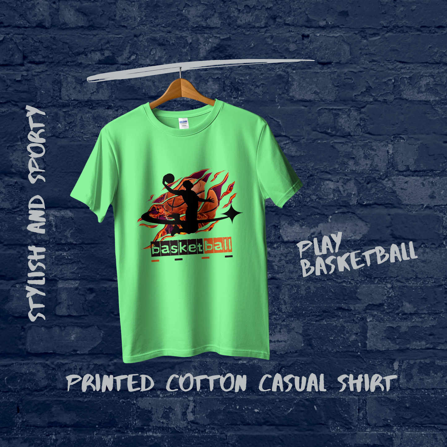 Basketball Game Casual Cotton Men T-Shirt