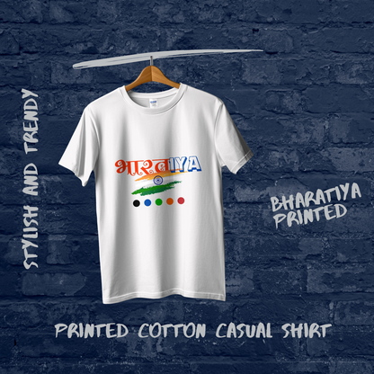 Bharatiya Cotton Casual Women Blue T-Shirt