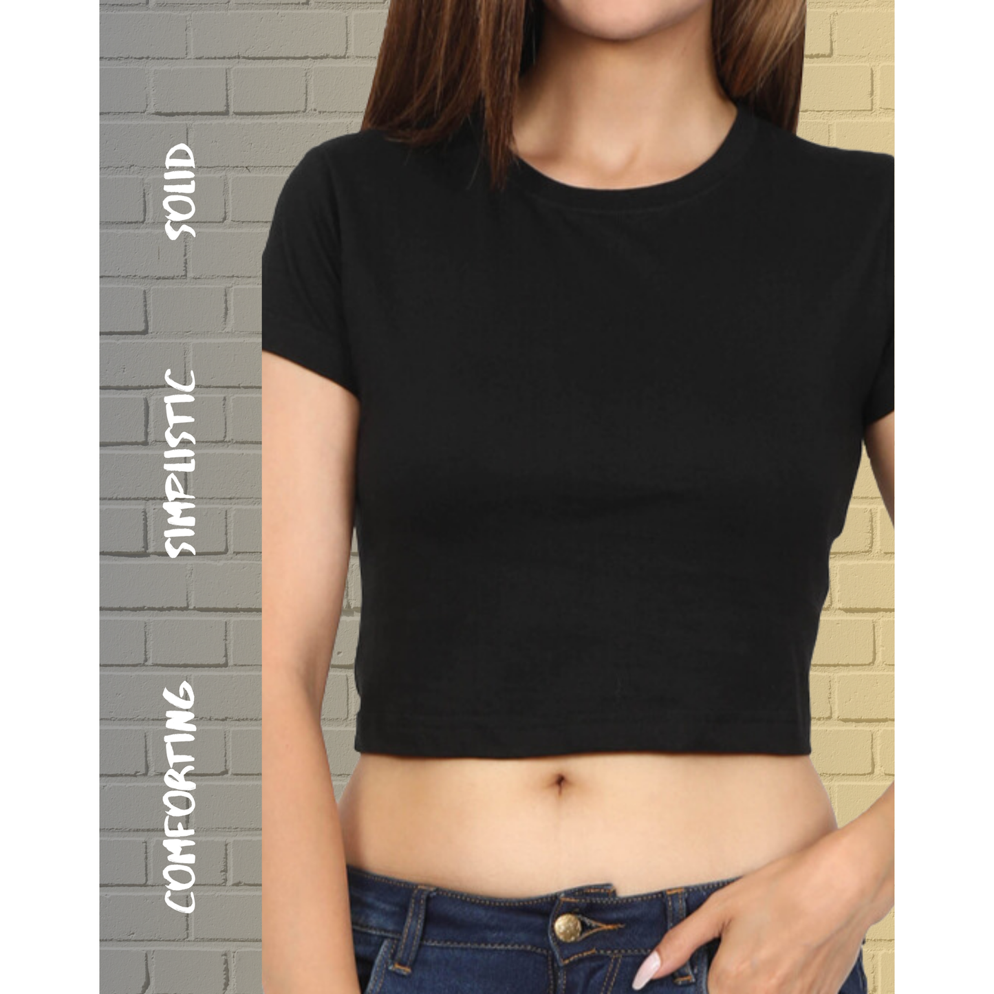 Solid Black Regular Stylish Crop Top