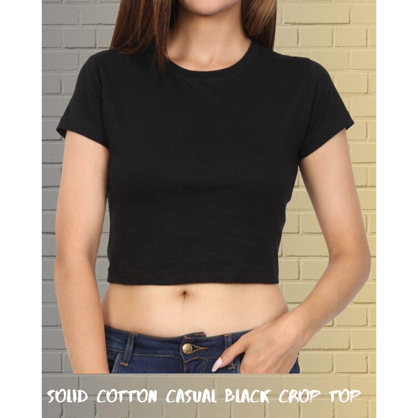 Solid Black Regular Stylish Crop Top