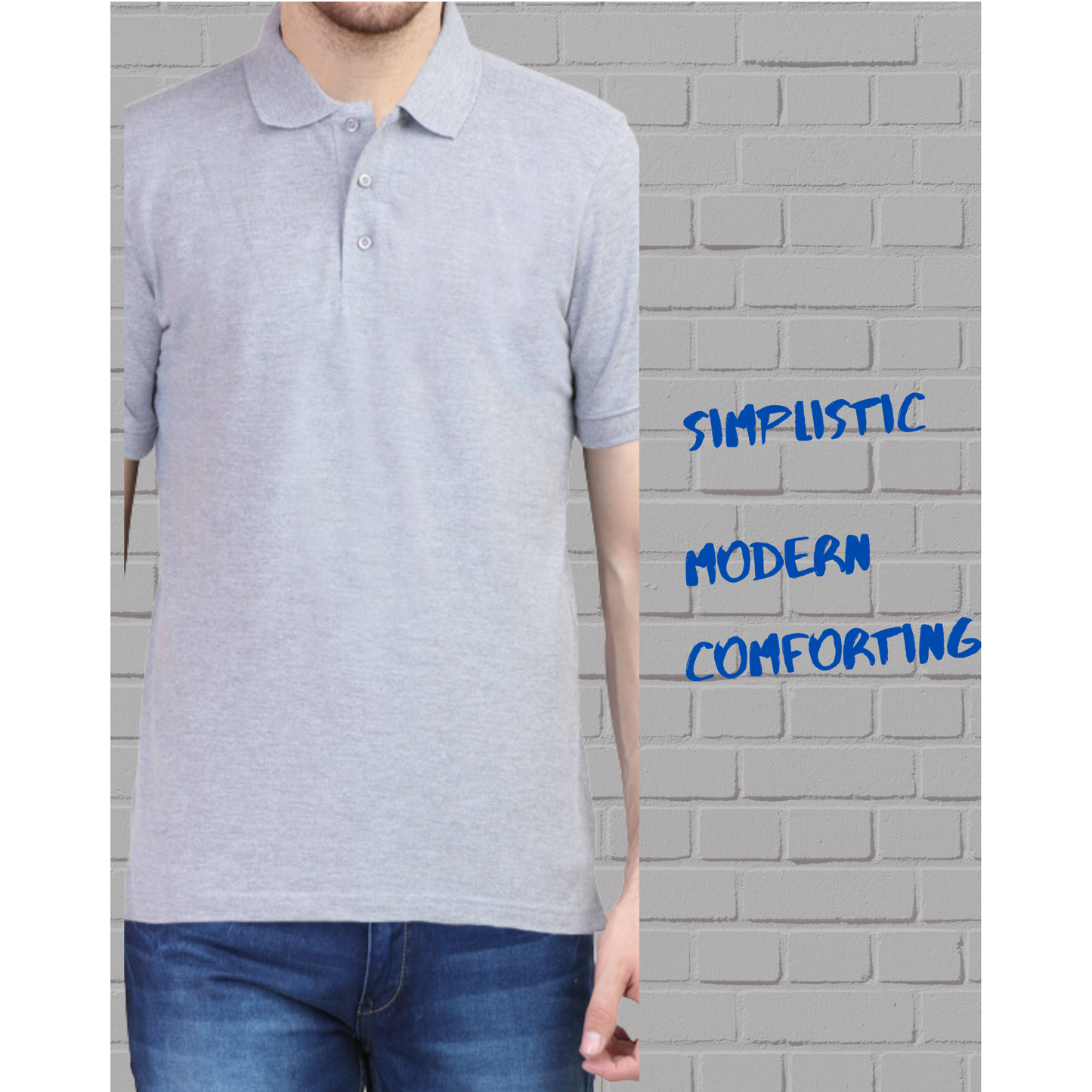 Solid Grey Casual Half Sleeves Polo T-Shirt