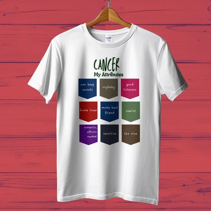 Cancer Attributes Men Cotton Casual White T-Shirt