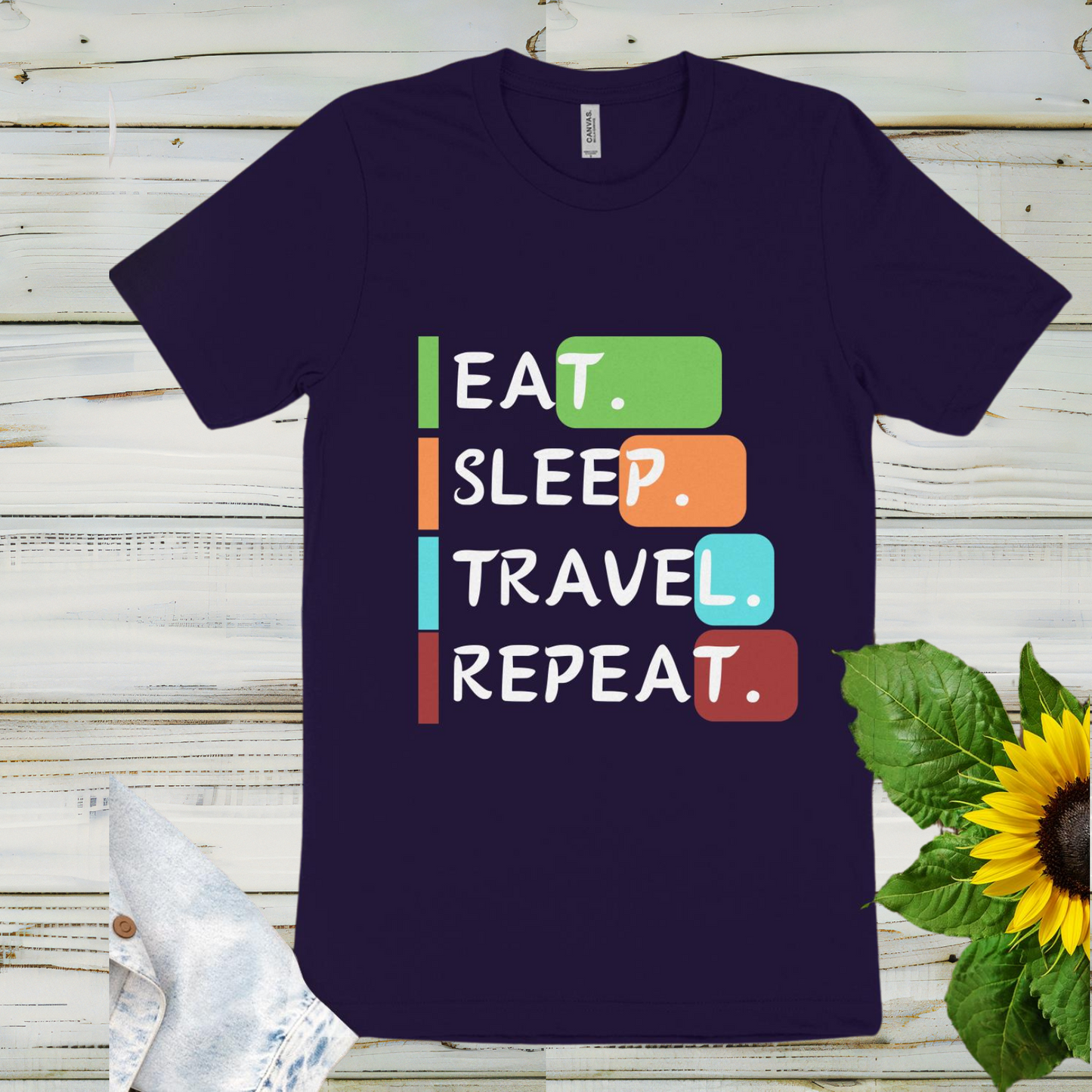 Eat Sleep Travel Repeat Casual Women T-Shirt