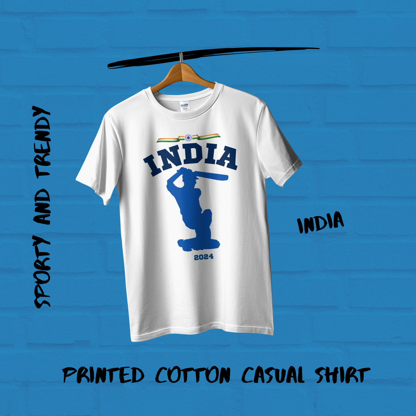 India Cricket 2024 Cotton Casual Men T-Shirt