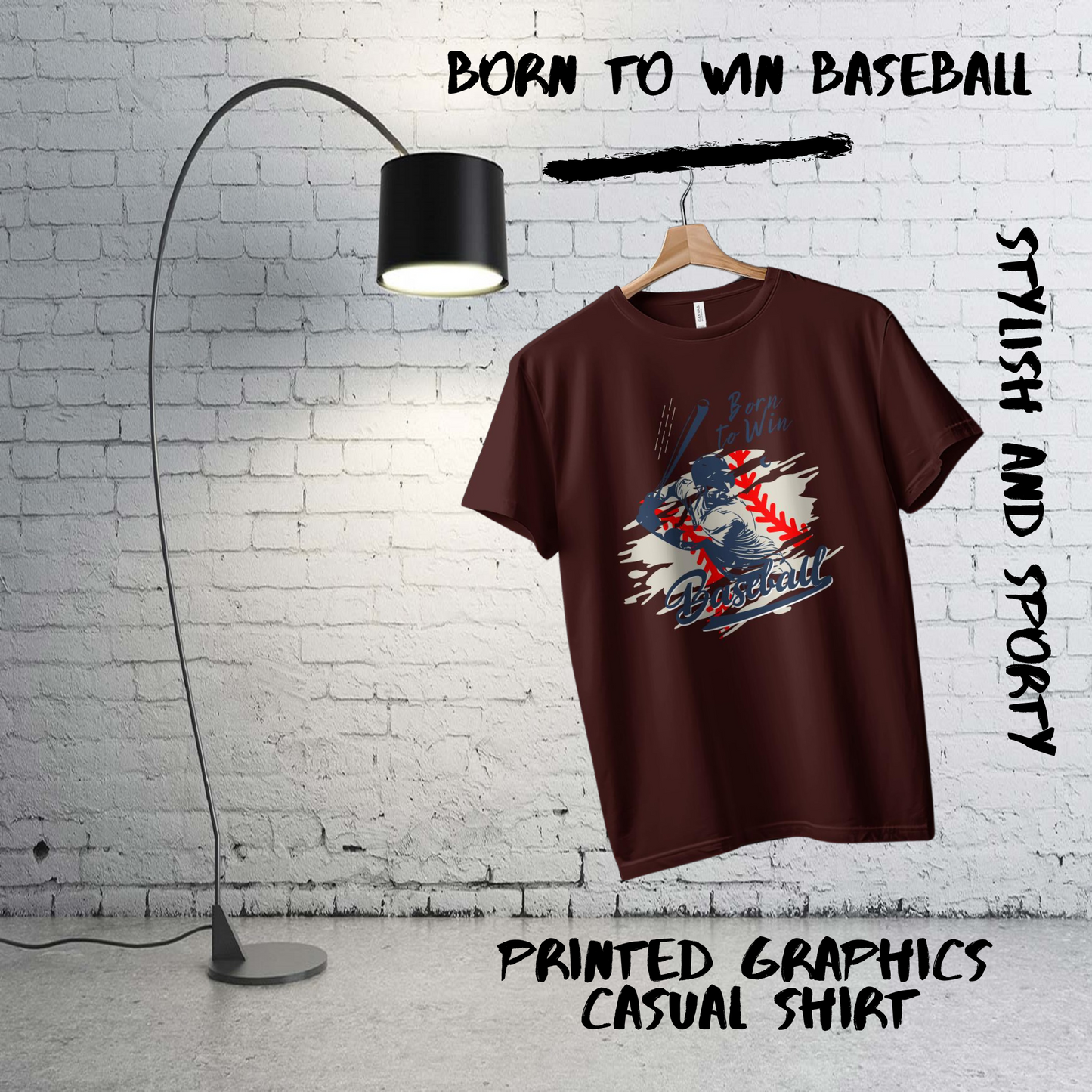 Born To Win Baseball Printed Casual Cotton Men T-Shirt