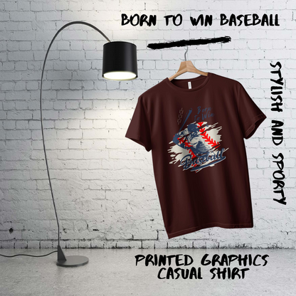 Born To Win Baseball Printed Casual Cotton Men T-Shirt