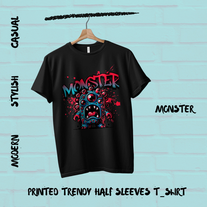 Monster Printed Cotton Stylish Men Casual T-Shirt