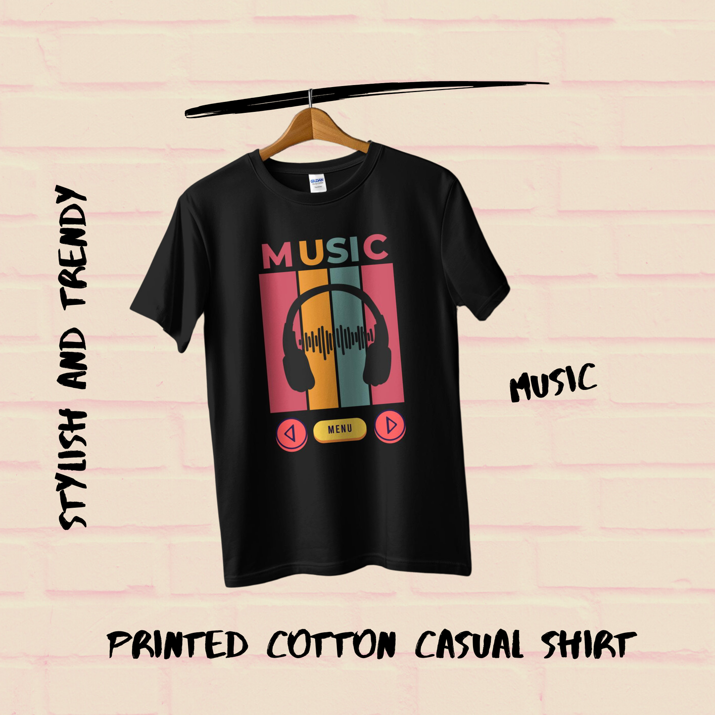 Music Theme Printed Women Cotton Casual T-Shirt