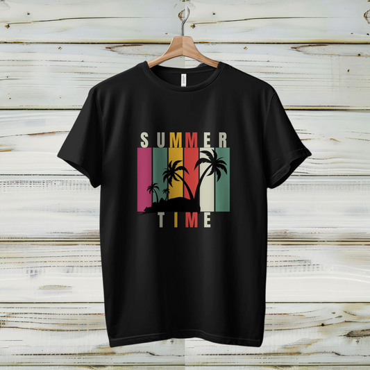 Summer Time Printed Casual Cotton Men T-Shirt