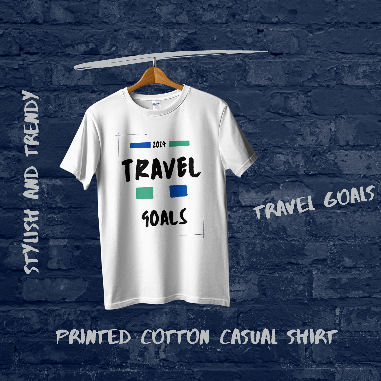 Travel Goal Printed Casual Cotton Men T-Shirt