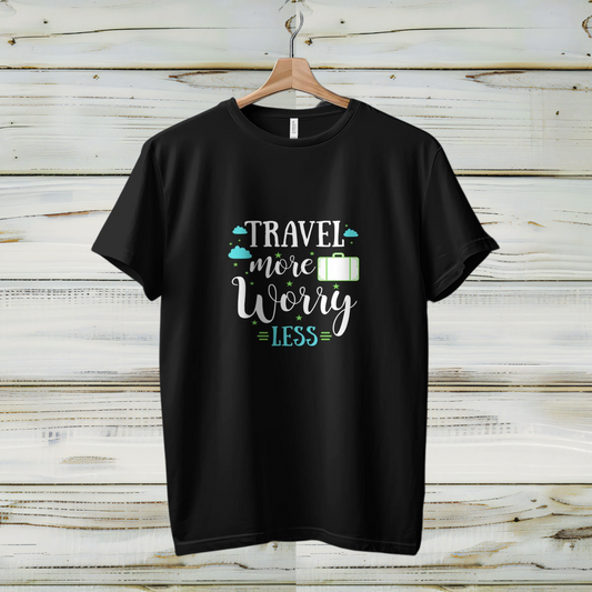 Travel More Worry Less Casual Cotton Men T-Shirt