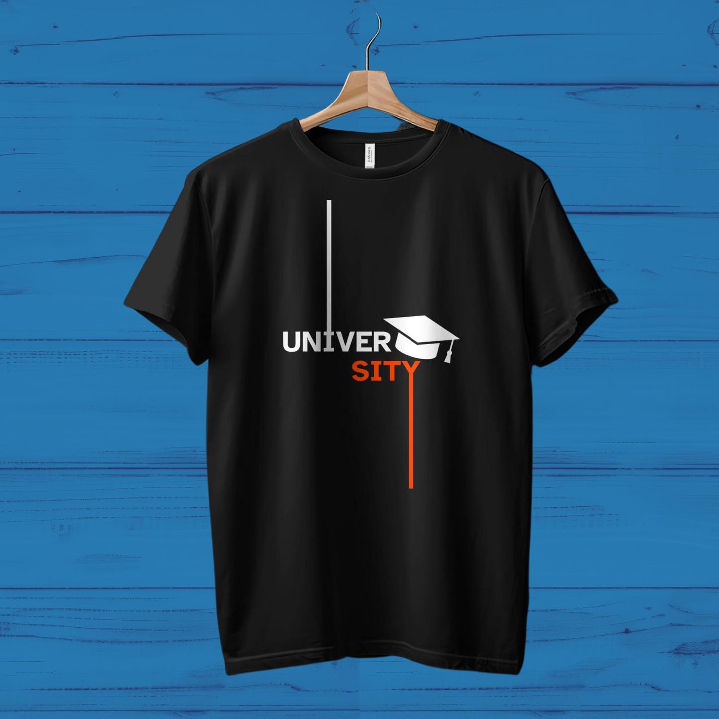 University Printed Cotton Casual Black Oversized Unisex T-Shirt