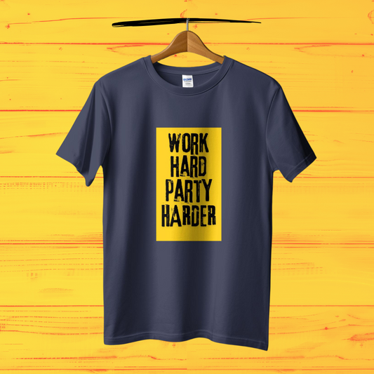 Work Hard Party Harder Printed Men Oversized Casual T-Shirt